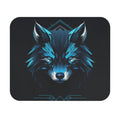 Blue Neon Wolf Gaming Mouse Pad — Rectangular RGB-Style Desk Mat