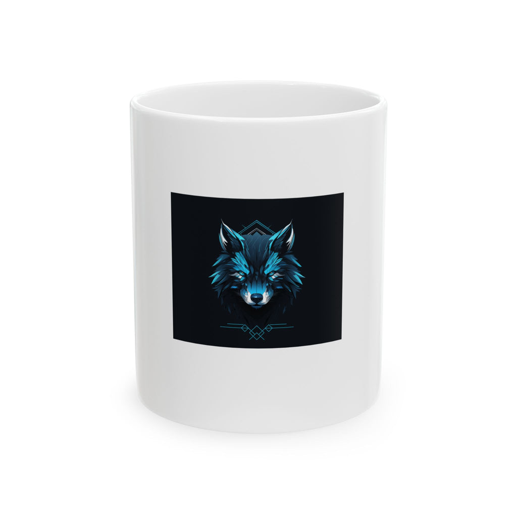 Blue Geometric Wolf Ceramic Mug — 11oz & 15oz