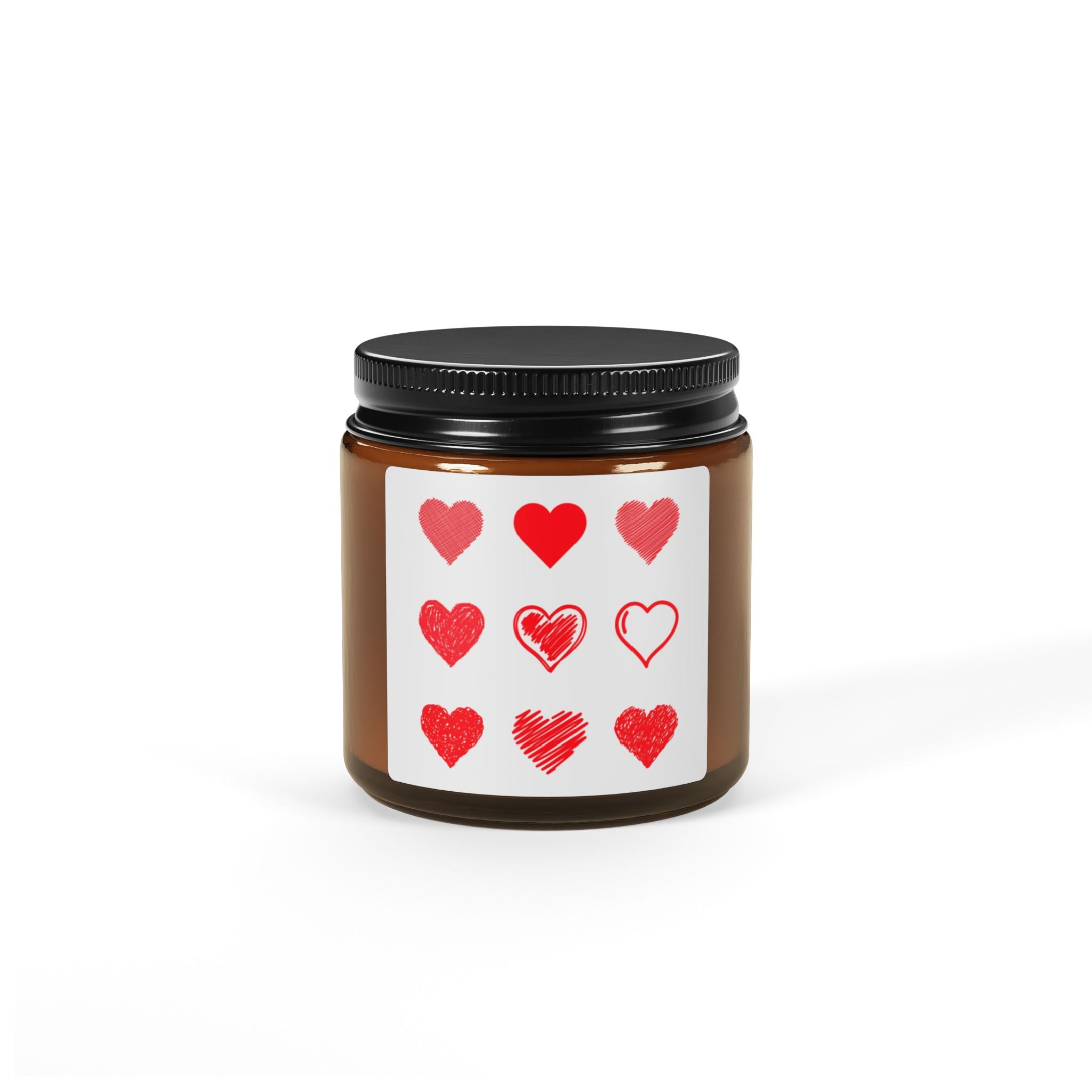 Valentine Hearts Scented Soy Candle — Amber Jar (Multi-Size)