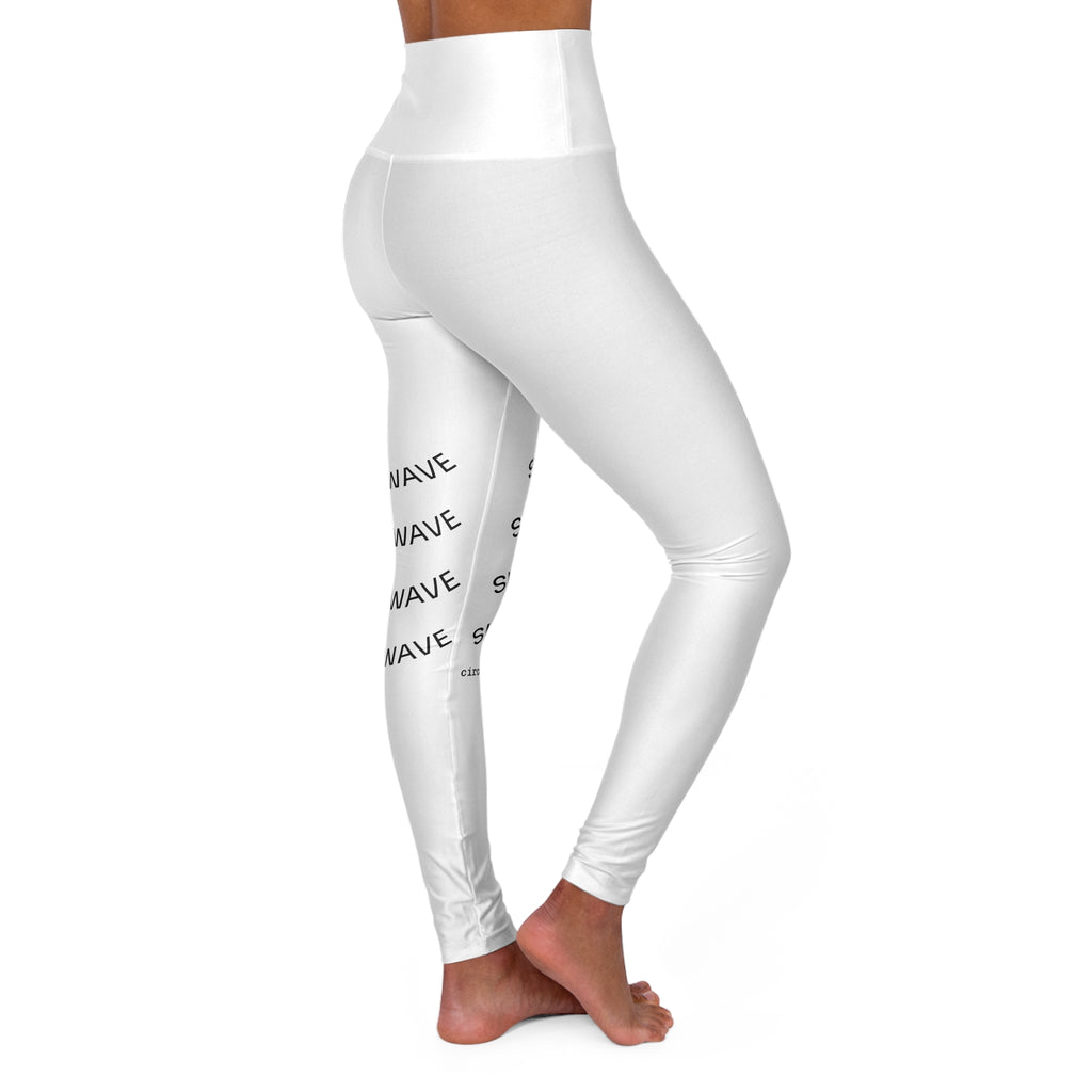 High-Waist Yoga Leggings — 'Surfing the Waves' Minimal Graphic Leggings