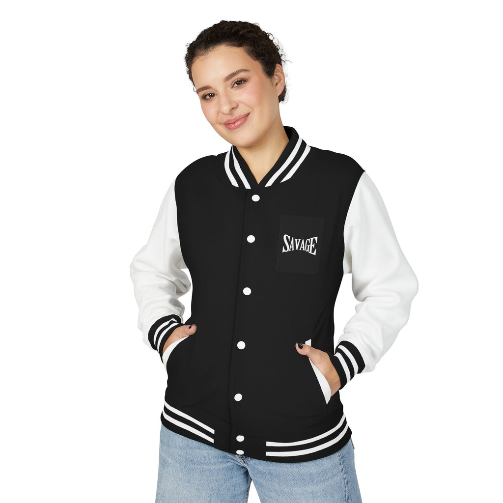Savage Letterman Jacket — Black & White Varsity Jacket