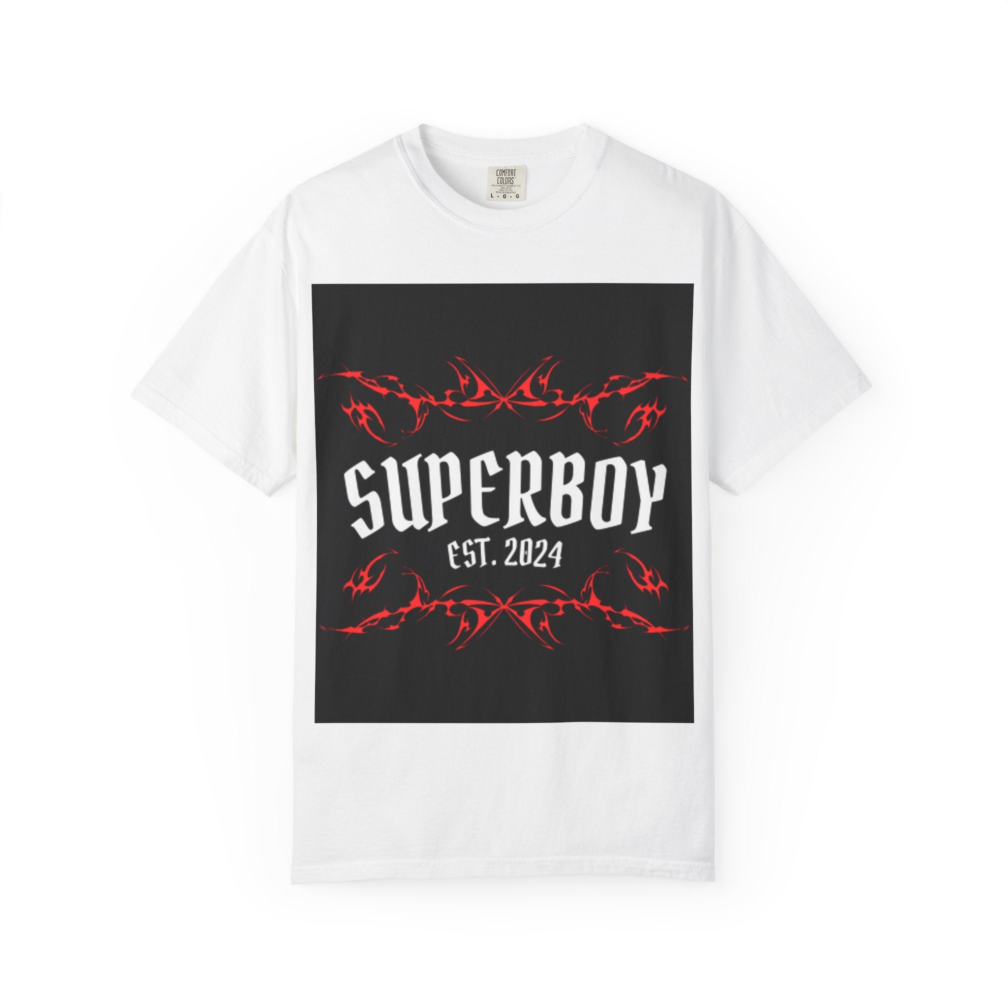 Superboy Est. 2024 Graphic Tee — Retro Gothic Flame Design