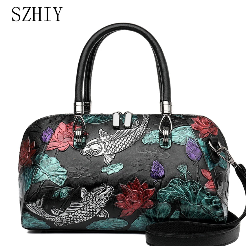 Luxury Designer Handbag Women Shoulder Bag Crocodile Patterned Handbag High-quality 3D Relief Fish Pocket Mid Handtasche Damen