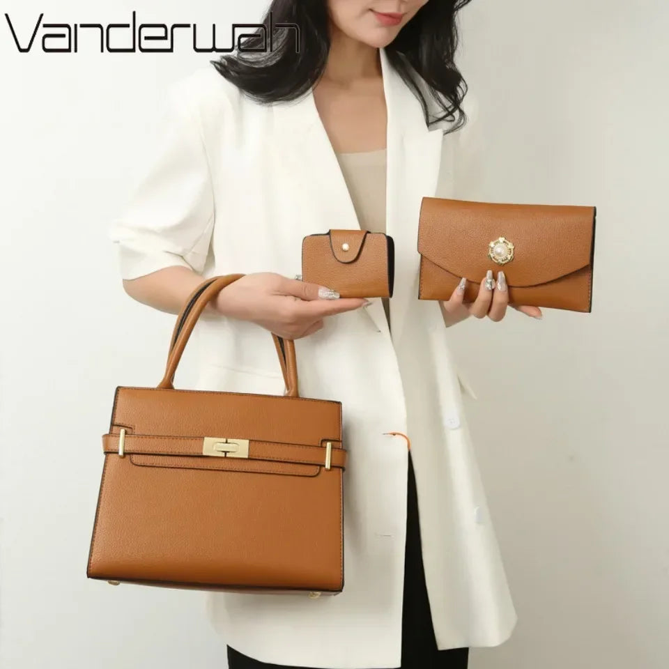 3 Sets Or 1 Big Bag Women's Handbag Large Capacity Bags Luxury Shoulder Crossbody Bags Small Coin Purse Quality Leather Sac Hot