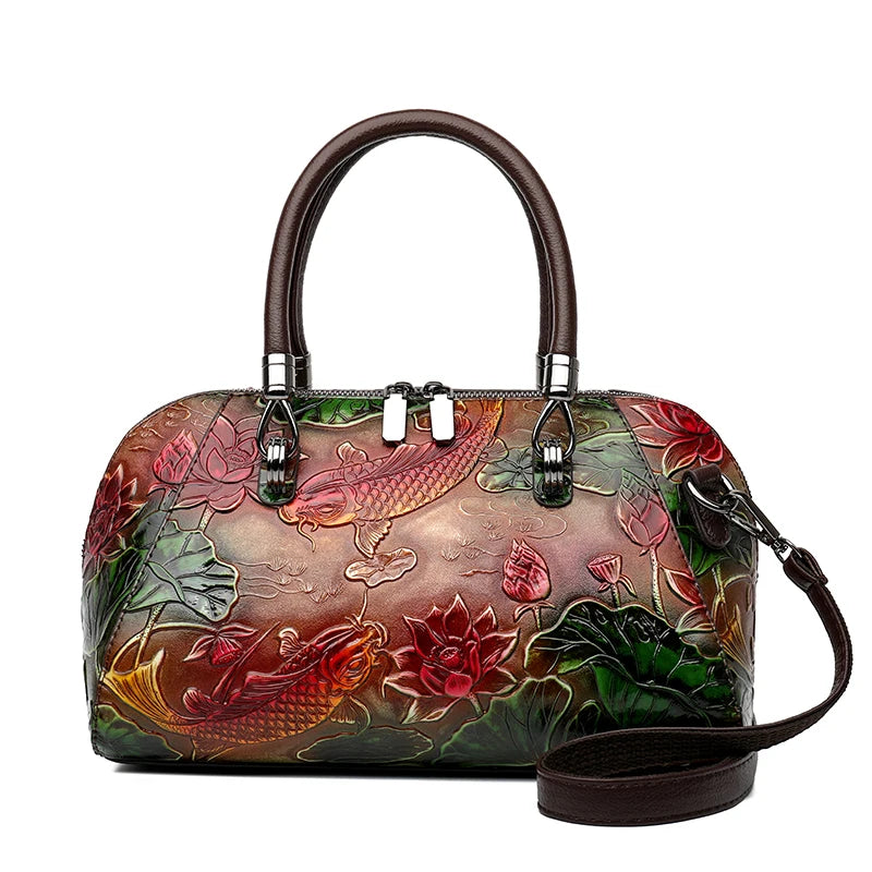 Luxury Designer Handbag Women Shoulder Bag Crocodile Patterned Handbag High-quality 3D Relief Fish Pocket Mid Handtasche Damen