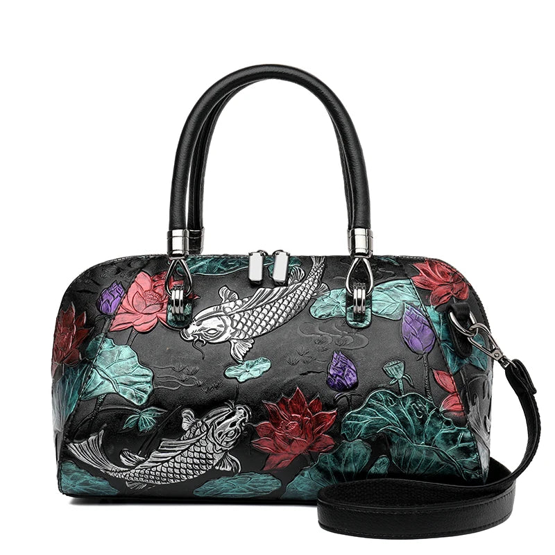 Luxury Designer Handbag Women Shoulder Bag Crocodile Patterned Handbag High-quality 3D Relief Fish Pocket Mid Handtasche Damen