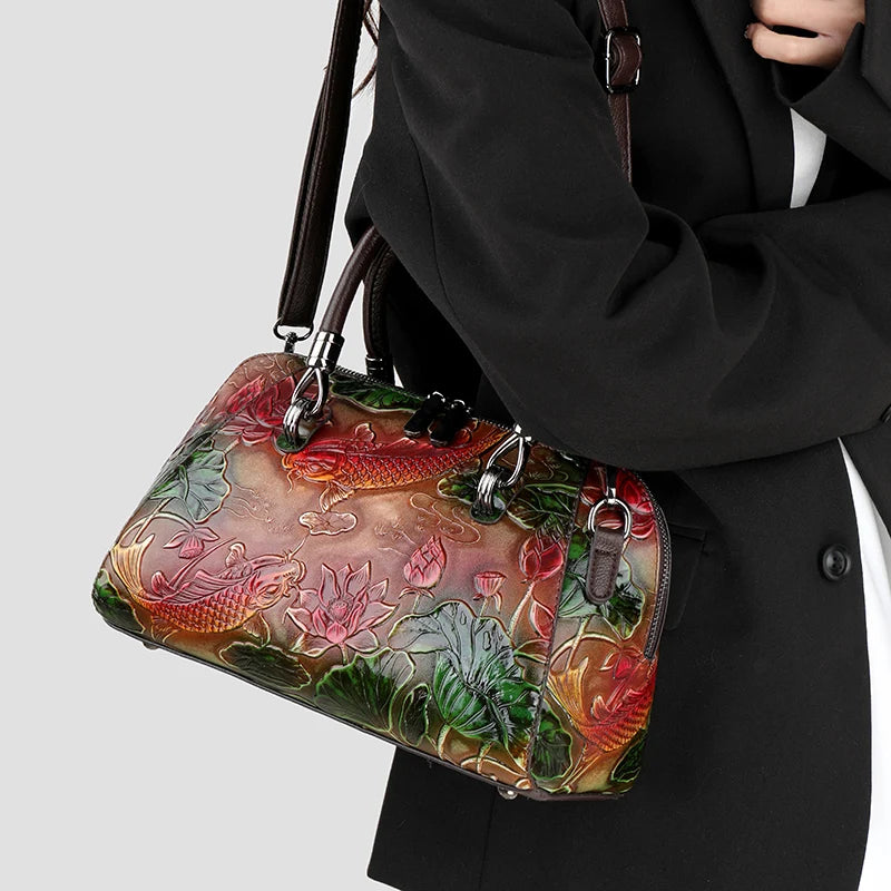Luxury Designer Handbag Women Shoulder Bag Crocodile Patterned Handbag High-quality 3D Relief Fish Pocket Mid Handtasche Damen