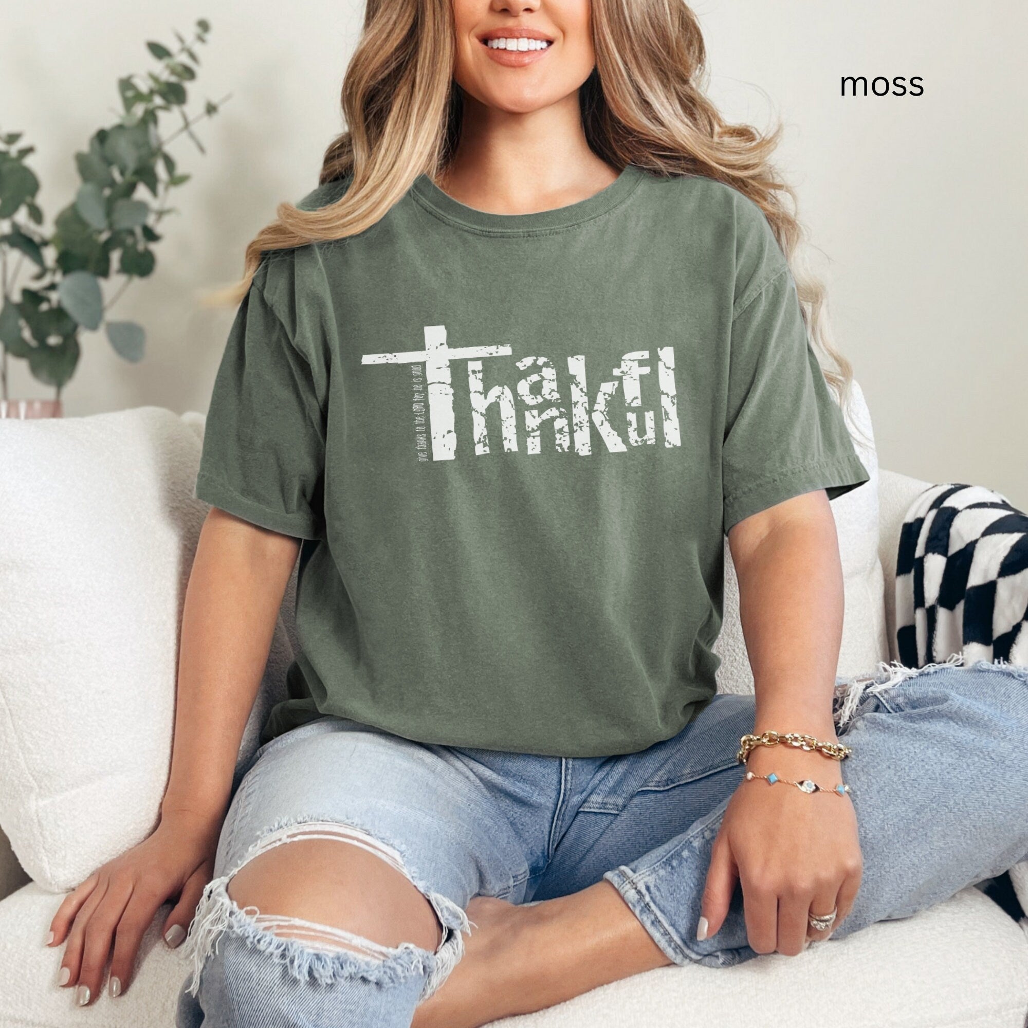 Christian Bible Verse Comfort Color Distressed Shirt